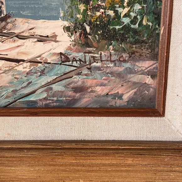 Vintage Original Oil Panting On Canvas Signed Artist D'aniello Large Seaside - Picture 3 of 7